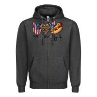 Charcoal Heather peace love let's get it Zipper Hoodie - CowhideDigitalArt