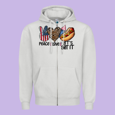 Peace Love Let's Get It Zipper Hoodie Designed By Cowhidedigitalart