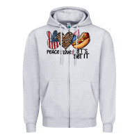 Heather Grey peace love let's get it Zipper Hoodie - CowhideDigitalArt