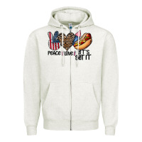 Oatmeal Heather peace love let's get it Zipper Hoodie - CowhideDigitalArt