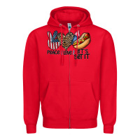 Red peace love let's get it Zipper Hoodie - CowhideDigitalArt