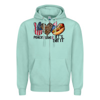 Seafoam peace love let's get it Zipper Hoodie - CowhideDigitalArt