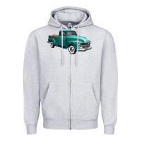 Heather Grey western truck 34 view Zipper Hoodie - FaDigitalArtStudio