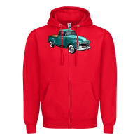 Red western truck 34 view Zipper Hoodie - FaDigitalArtStudio