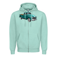 Seafoam western truck 34 view Zipper Hoodie - FaDigitalArtStudio