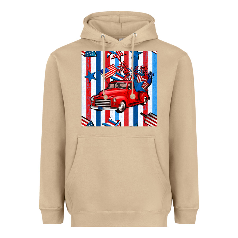 4th Of July Seamless Pattern Truck Heavyweight Hoodie by BundleAndBundleShop | Teevron