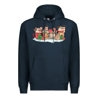 Navy christmas cookie coffe cups Premium Hoodie - MaliasSmallBusiness