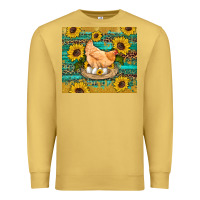 Western Farm Chicken Coop Animals Sunflowers Leopard Turquoise Wooden Premium Sweatshirt | Teevron