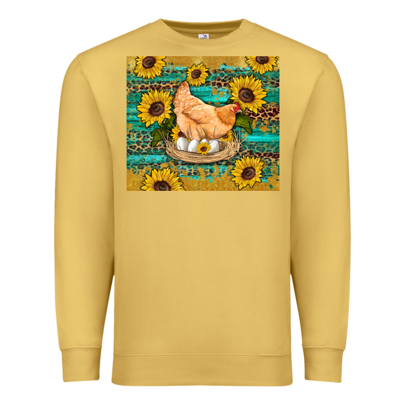 Western Farm Chicken Coop Animals Sunflowers Leopard Turquoise Wooden Premium Sweatshirt by Artiststas | Teevron