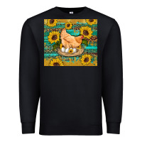 Black western farm chicken coop animals sunflowers leopard turquoise wooden Premium Sweatshirt - Artiststas