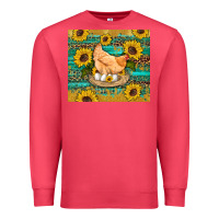Cardinal western farm chicken coop animals sunflowers leopard turquoise wooden Premium Sweatshirt - Artiststas