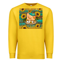 Lemon western farm chicken coop animals sunflowers leopard turquoise wooden Premium Sweatshirt - Artiststas