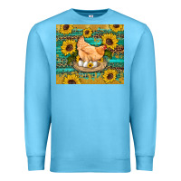 Ocean Blue western farm chicken coop animals sunflowers leopard turquoise wooden Premium Sweatshirt - Artiststas