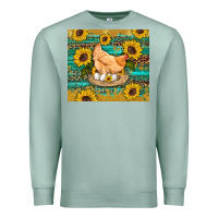 Seafoam western farm chicken coop animals sunflowers leopard turquoise wooden Premium Sweatshirt - Artiststas