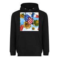 Black 4th of july sunflowers ice cream seamless pattern Heavyweight Hoodie - BundleAndBundleShop