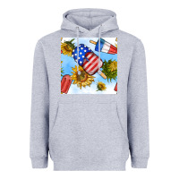 Heather Grey 4th of july sunflowers ice cream seamless pattern Heavyweight Hoodie - BundleAndBundleShop
