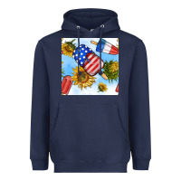 Navy 4th of july sunflowers ice cream seamless pattern Heavyweight Hoodie - BundleAndBundleShop