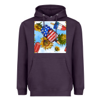 Plum 4th of july sunflowers ice cream seamless pattern Heavyweight Hoodie - BundleAndBundleShop