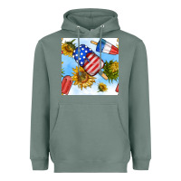 Sage 4th of july sunflowers ice cream seamless pattern Heavyweight Hoodie - BundleAndBundleShop