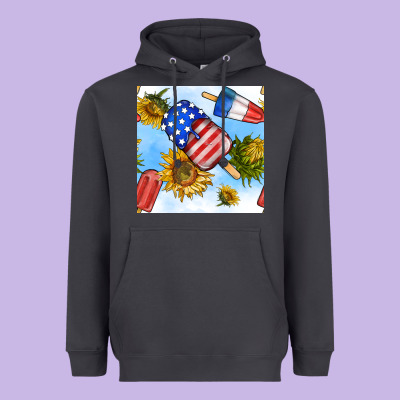 4th Of July Sunflowers Ice Cream Seamless Pattern Heavyweight Hoodie Designed By Bundleandbundleshop