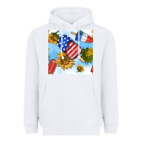 White 4th of july sunflowers ice cream seamless pattern Heavyweight Hoodie - BundleAndBundleShop