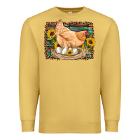 Antique Gold western farm chicken coop animals eggs sunflowers leopard serape woode Premium Sweatshirt - Artiststas