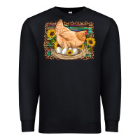 Black western farm chicken coop animals eggs sunflowers leopard serape woode Premium Sweatshirt - Artiststas