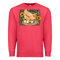 Cardinal western farm chicken coop animals eggs sunflowers leopard serape woode Premium Sweatshirt - Artiststas