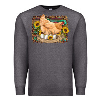 Charcoal Heather western farm chicken coop animals eggs sunflowers leopard serape woode Premium Sweatshirt - Artiststas