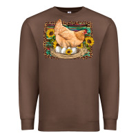 Chestnut western farm chicken coop animals eggs sunflowers leopard serape woode Premium Sweatshirt - Artiststas