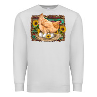 Dove Grey western farm chicken coop animals eggs sunflowers leopard serape woode Premium Sweatshirt - Artiststas