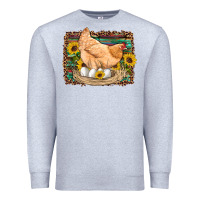 Heather Grey western farm chicken coop animals eggs sunflowers leopard serape woode Premium Sweatshirt - Artiststas