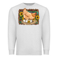 Oatmeal Heather western farm chicken coop animals eggs sunflowers leopard serape woode Premium Sweatshirt - Artiststas