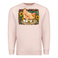Pale Pink western farm chicken coop animals eggs sunflowers leopard serape woode Premium Sweatshirt - Artiststas