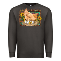 Smoke western farm chicken coop animals eggs sunflowers leopard serape woode Premium Sweatshirt - Artiststas