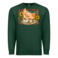 Western Farm Chicken Coop Animals Eggs Sunflowers Leopard Serape Woode Premium Sweatshirt | Teevron