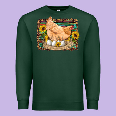 Western Farm Chicken Coop Animals Eggs Sunflowers Leopard Serape Woode Premium Sweatshirt Designed By Artiststas