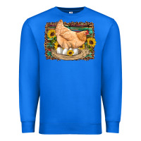 True Royal western farm chicken coop animals eggs sunflowers leopard serape woode Premium Sweatshirt - Artiststas