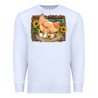 White western farm chicken coop animals eggs sunflowers leopard serape woode Premium Sweatshirt - Artiststas
