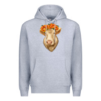 Heather Grey Charolais Cow Premium Hoodie - RanaPortraitStore