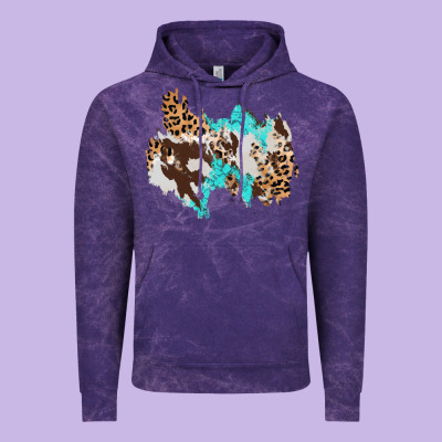 Cowhide Leopard Turquoise Patch Vintage Hoodie Designed By Adodesignshop