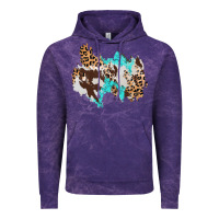 Cloud Purple cowhide leopard turquoise patch Vintage Hoodie - AdoDesignShop