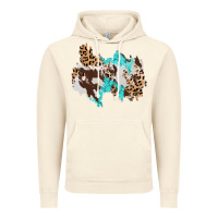 Vintage Artic cowhide leopard turquoise patch Vintage Hoodie - AdoDesignShop