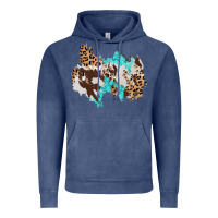 Vintage Denim cowhide leopard turquoise patch Vintage Hoodie - AdoDesignShop