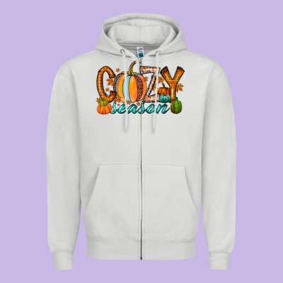 Cozy Season Zipper Hoodie Designed By Racoondesign