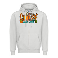 Dove Grey cozy season Zipper Hoodie - RacoonDesign