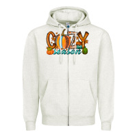 Oatmeal Heather cozy season Zipper Hoodie - RacoonDesign