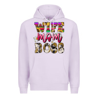 Lilac wife mom boss daisy Premium Hoodie - NancyCooperArtShop