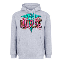 Heather Grey floral nurse Heavyweight Hoodie - AdoDesignShop