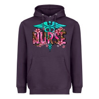 Plum floral nurse Heavyweight Hoodie - AdoDesignShop